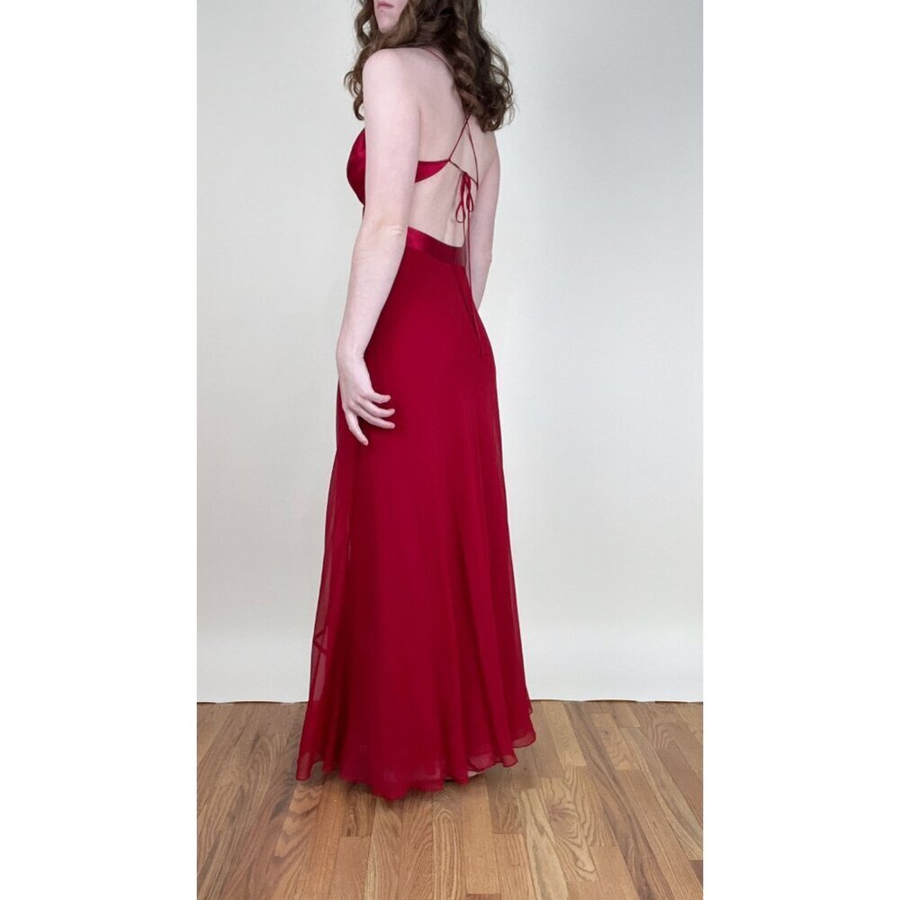 Vintage 100% Silk Y2K 90s Maxi Dress Formal Fancy Wedding Guest Prom Gala Dance - Picture 2 of 8
